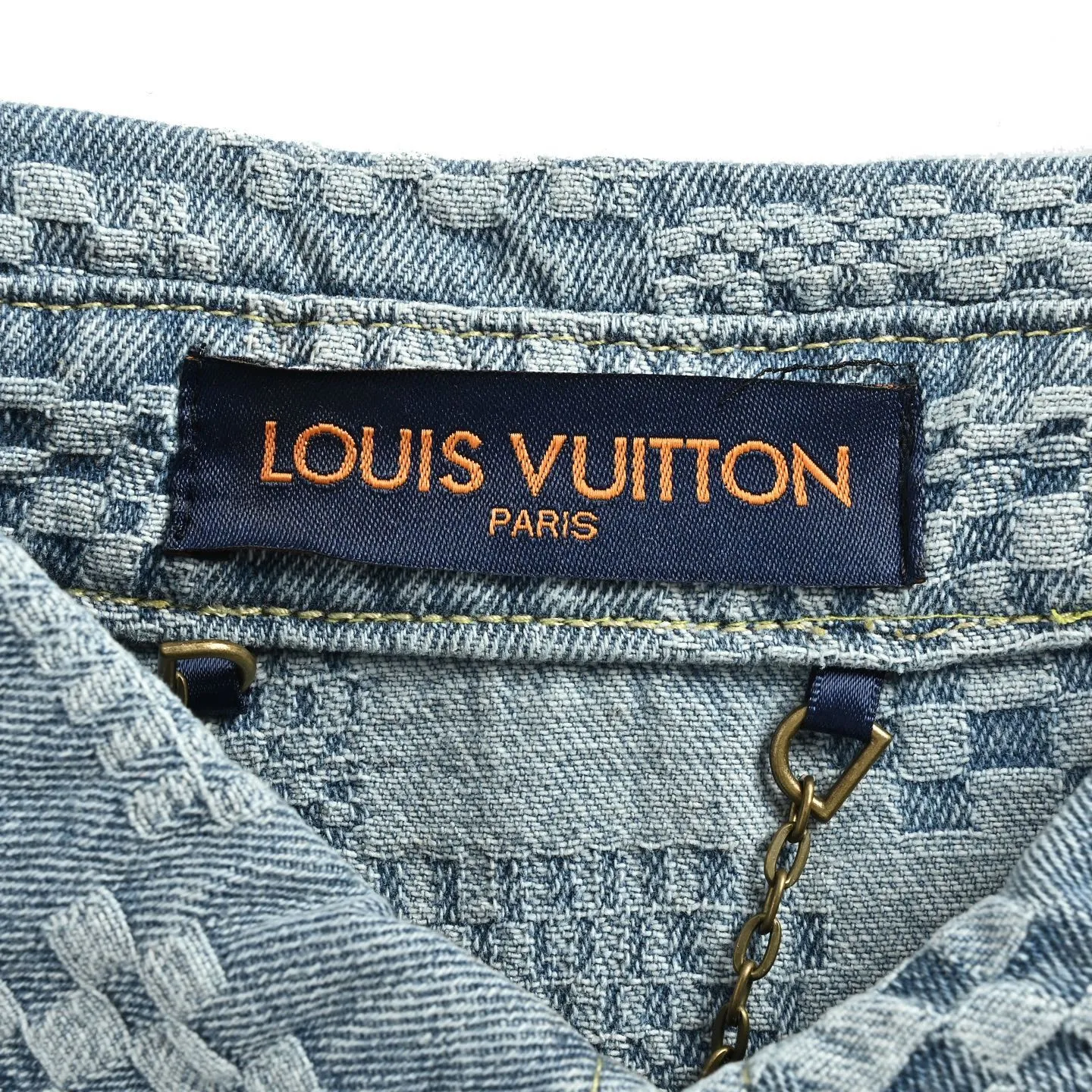 Louis Vuitton/Louis Vuitton checkerboard suit denim short-sleeved shirt